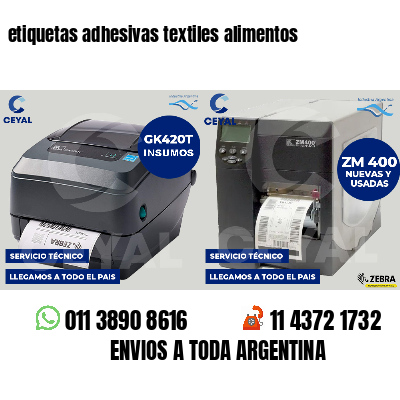 etiquetas adhesivas textiles alimentos