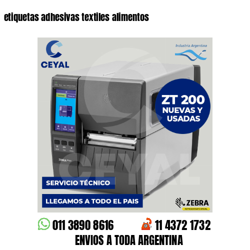etiquetas adhesivas textiles alimentos