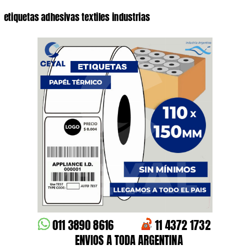etiquetas adhesivas textiles industrias