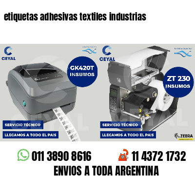 etiquetas adhesivas textiles industrias