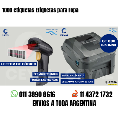 1000 etiquetas Etiquetas para ropa