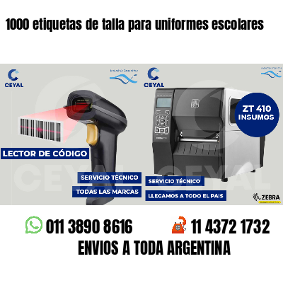 1000 etiquetas de talla para uniformes escolares