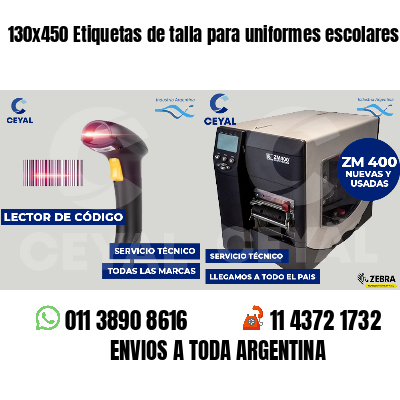 130x450 Etiquetas de talla para uniformes escolares