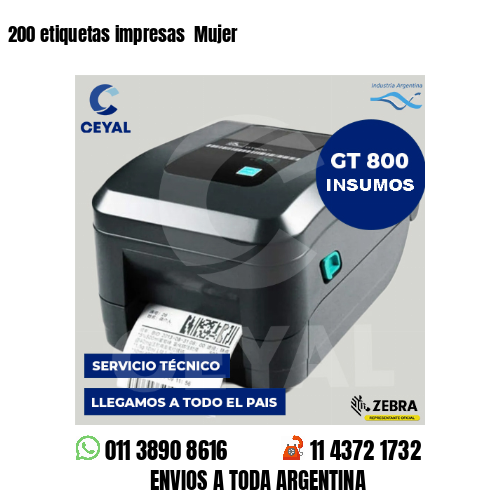 200 etiquetas impresas  Mujer