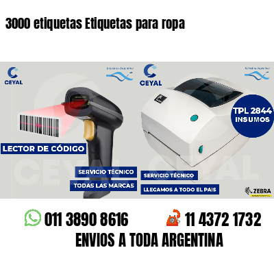 3000 etiquetas Etiquetas para ropa