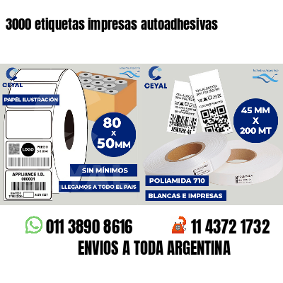 3000 etiquetas impresas autoadhesivas