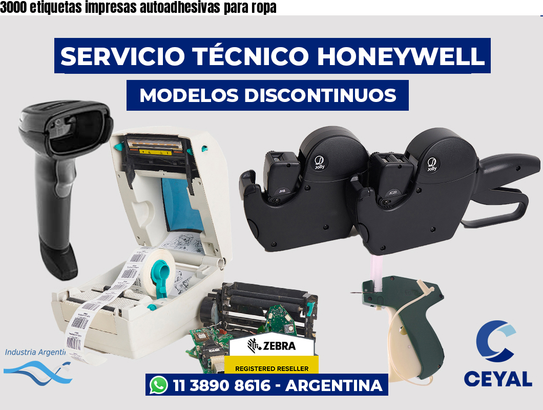 3000 etiquetas impresas autoadhesivas para ropa