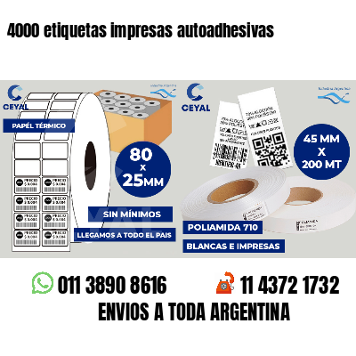 4000 etiquetas impresas autoadhesivas