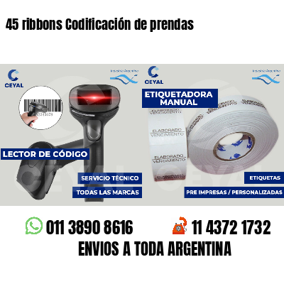 45 ribbons Codificación de prendas