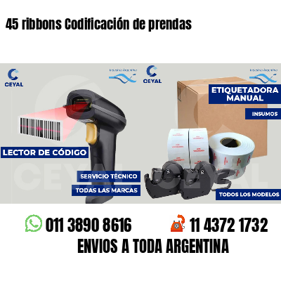 45 ribbons Codificación de prendas