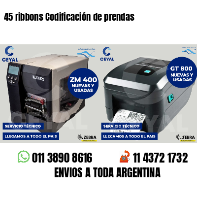 45 ribbons Codificación de prendas
