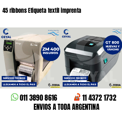 45 ribbons Etiqueta textil imprenta
