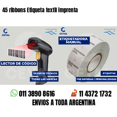 45 ribbons Etiqueta textil imprenta