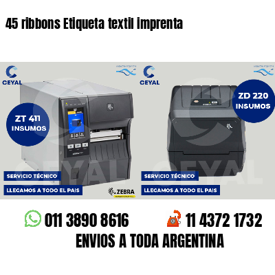45 ribbons Etiqueta textil imprenta