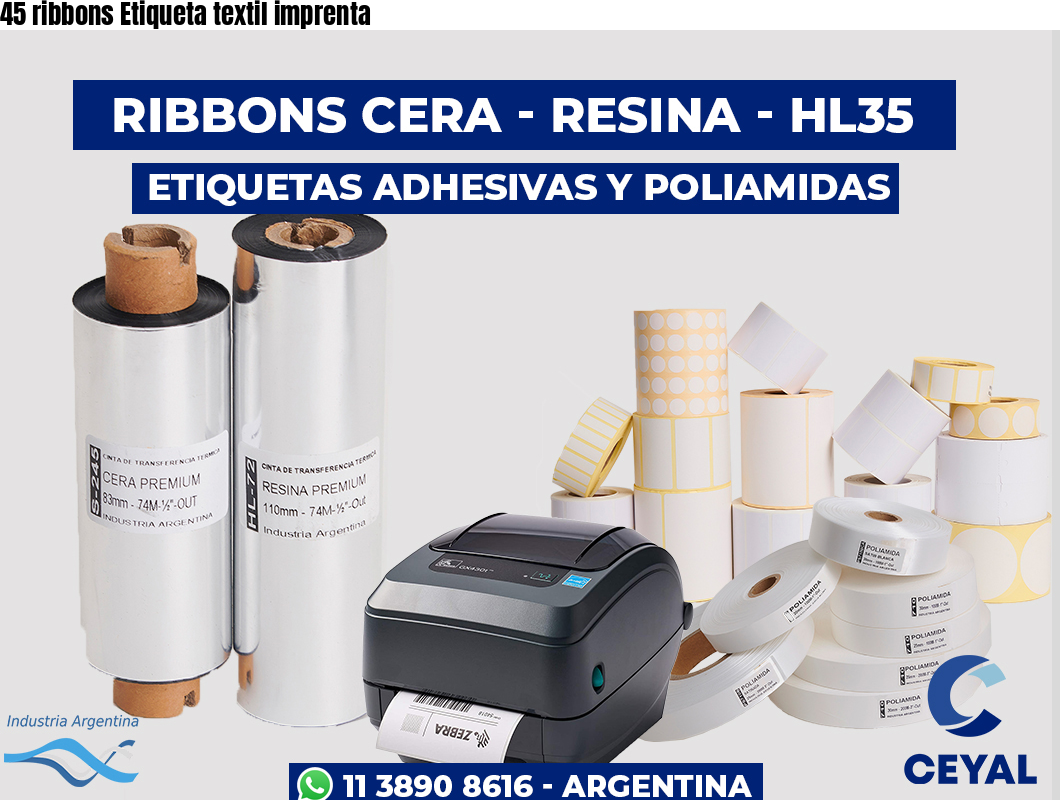 45 ribbons Etiqueta textil imprenta
