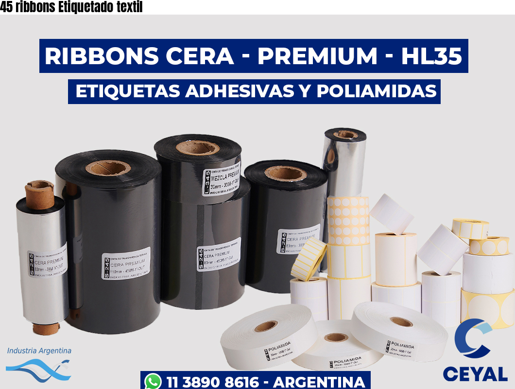 45 ribbons Etiquetado textil