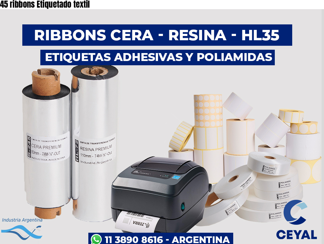 45 ribbons Etiquetado textil