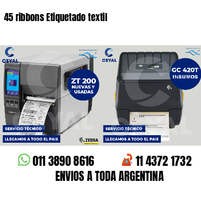45 ribbons Etiquetado textil