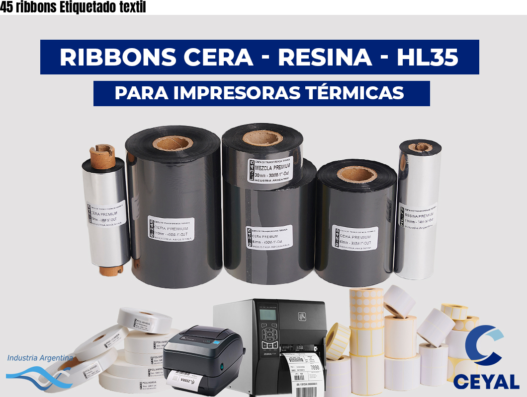 45 ribbons Etiquetado textil