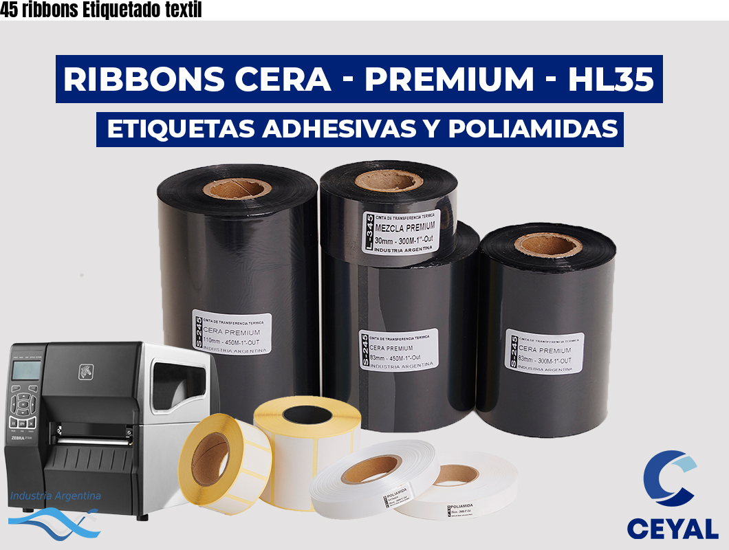 45 ribbons Etiquetado textil