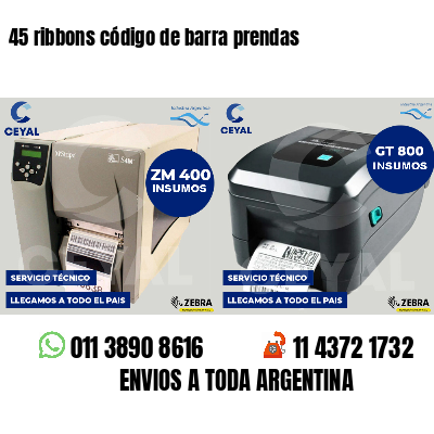 45 ribbons código de barra prendas