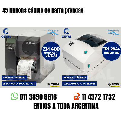 45 ribbons código de barra prendas