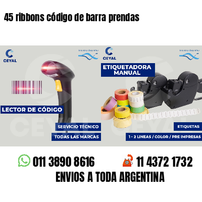 45 ribbons código de barra prendas