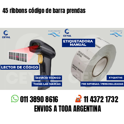 45 ribbons código de barra prendas