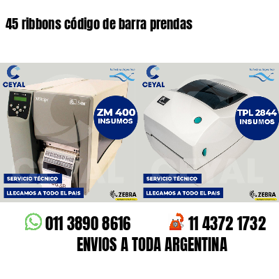 45 ribbons código de barra prendas