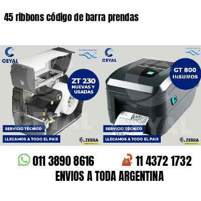 45 ribbons código de barra prendas