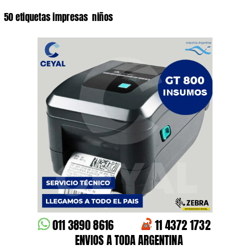 50 etiquetas impresas  niños