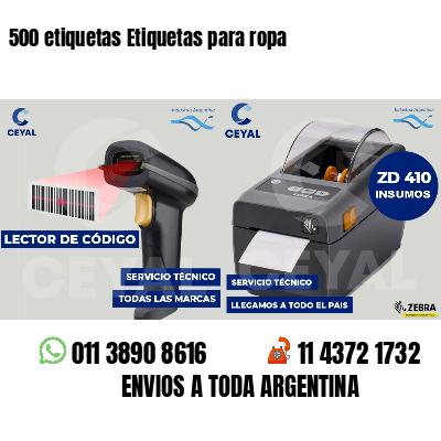500 etiquetas Etiquetas para ropa