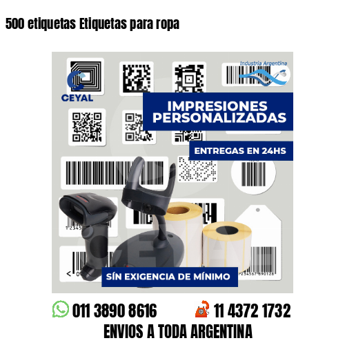 500 etiquetas Etiquetas para ropa