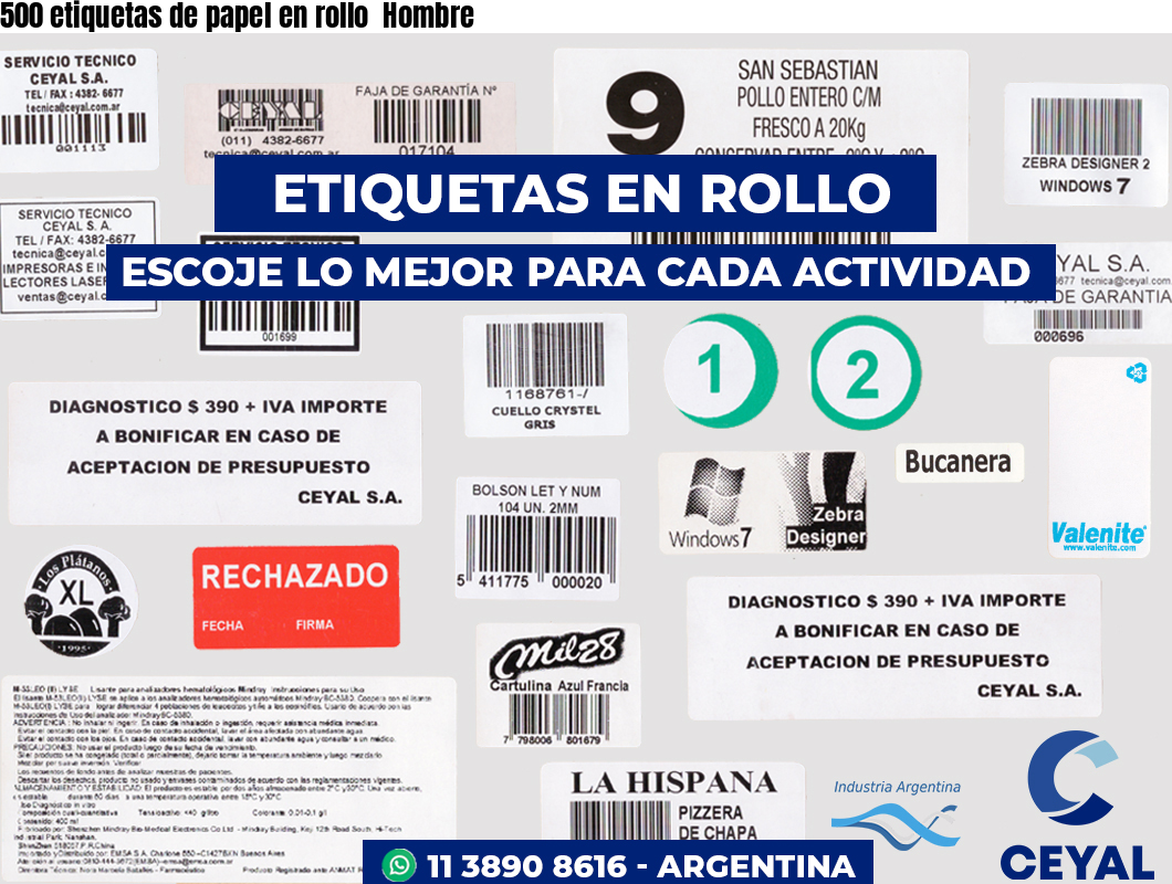 500 etiquetas de papel en rollo  Hombre