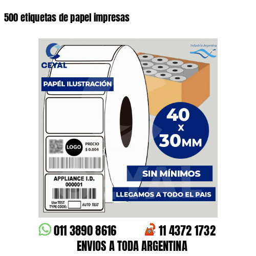 500 etiquetas de papel impresas