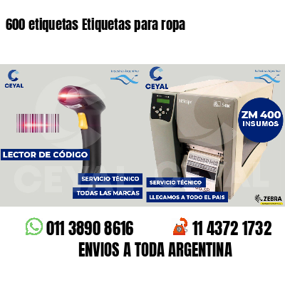 600 etiquetas Etiquetas para ropa