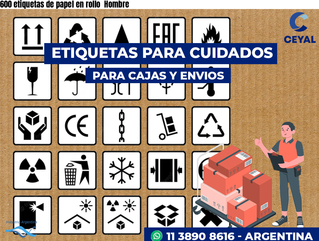 600 etiquetas de papel en rollo  Hombre