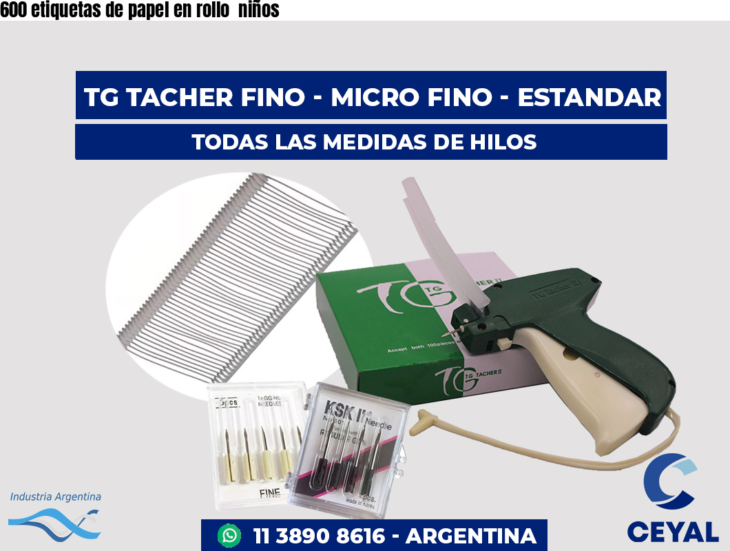 600 etiquetas de papel en rollo niños