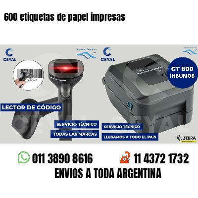 600 etiquetas de papel impresas