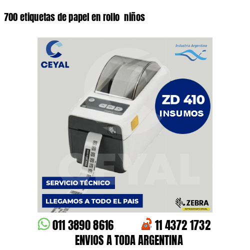 700 etiquetas de papel en rollo niños