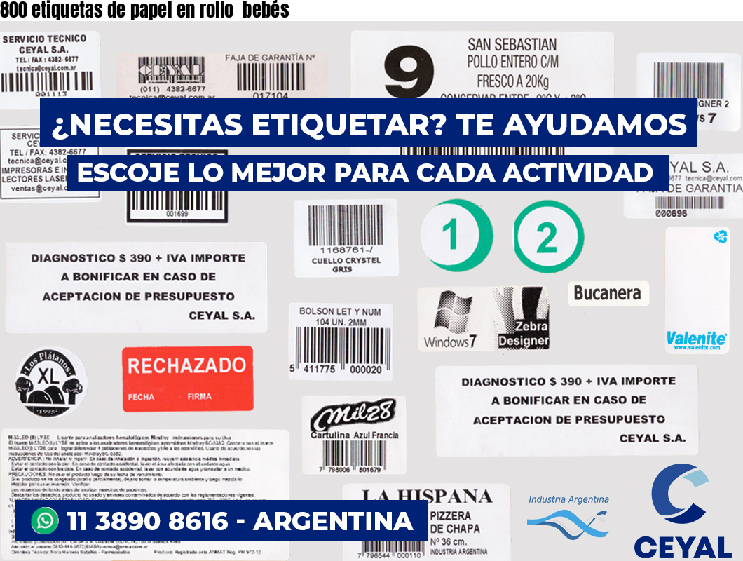 800 etiquetas de papel en rollo  bebés