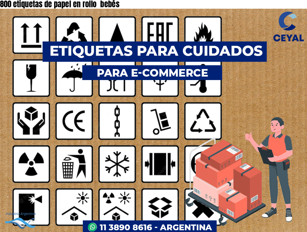 800 etiquetas de papel en rollo  bebés