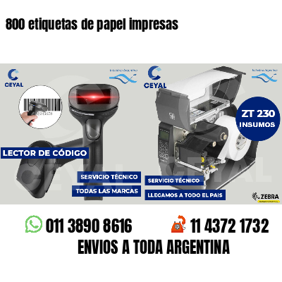 800 etiquetas de papel impresas