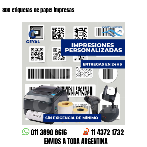 800 etiquetas de papel impresas