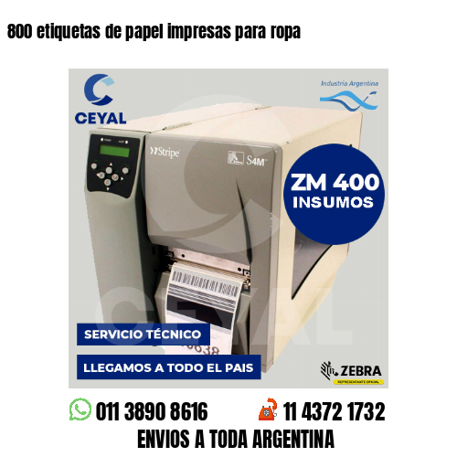 800 etiquetas de papel impresas para ropa