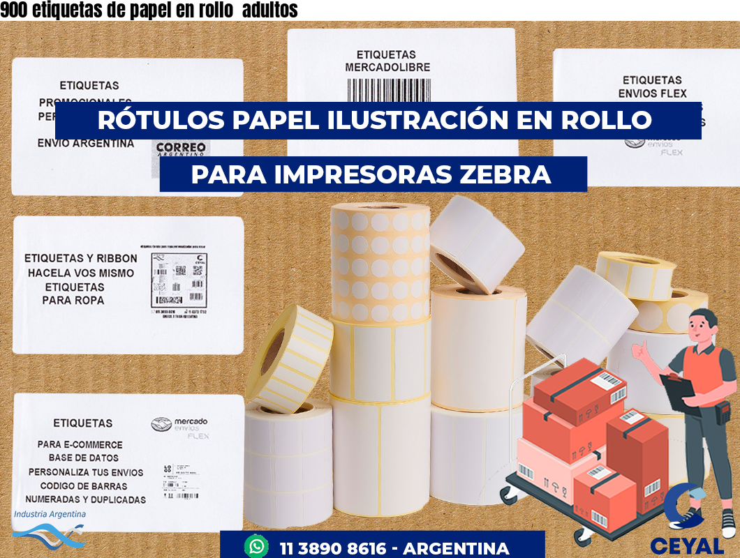 900 etiquetas de papel en rollo  adultos