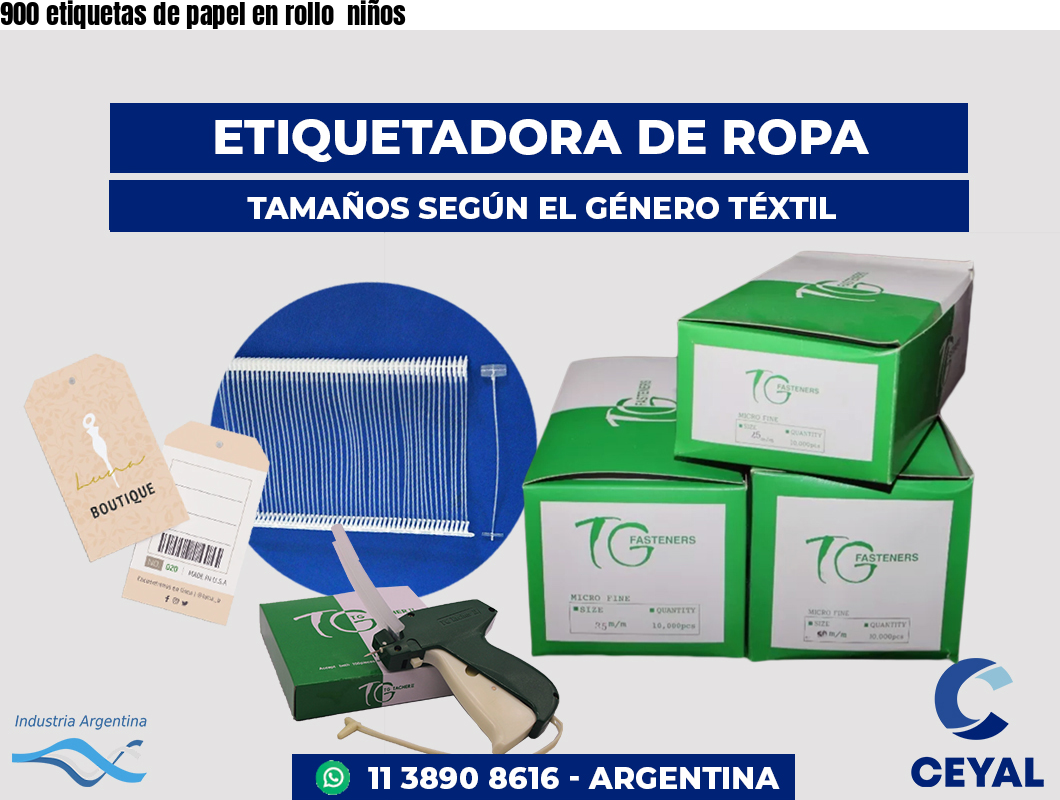 900 etiquetas de papel en rollo niños