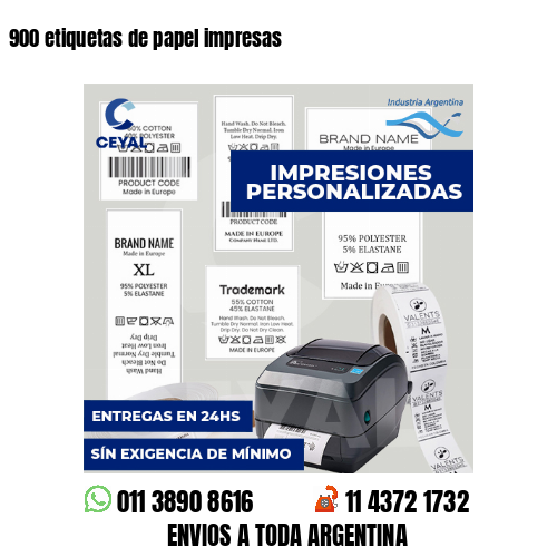 900 etiquetas de papel impresas
