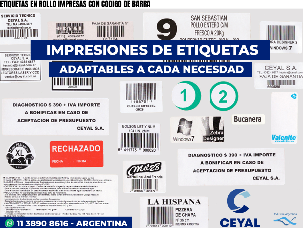 ETIQUETAS EN ROLLO IMPRESAS CON CÓDIGO DE BARRA