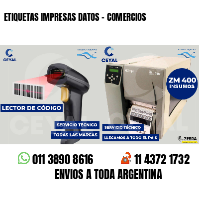 ETIQUETAS IMPRESAS DATOS - COMERCIOS